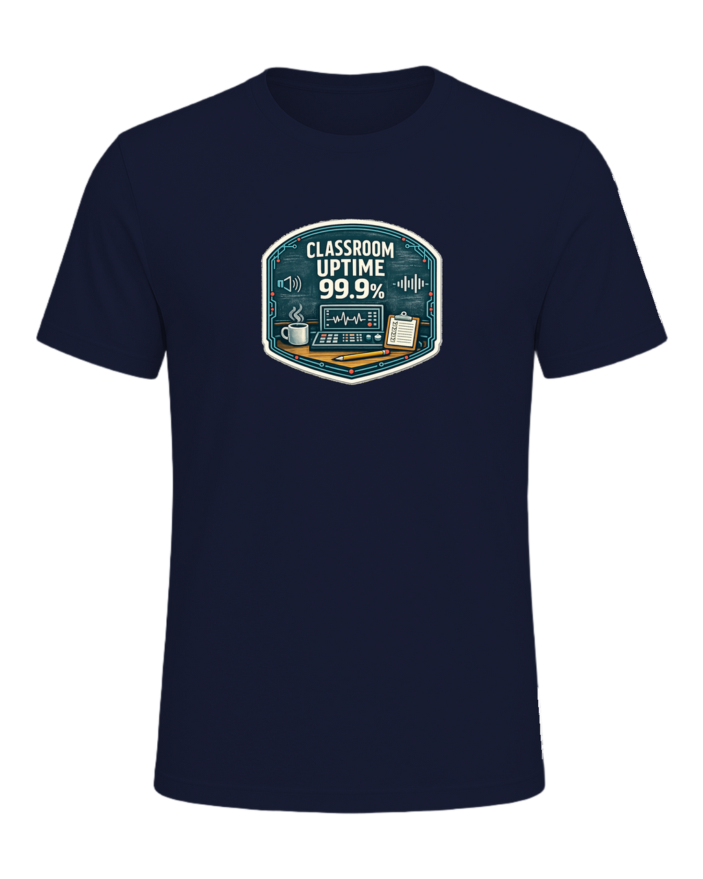 Classroom Uptime 99.9% Tee — Navy