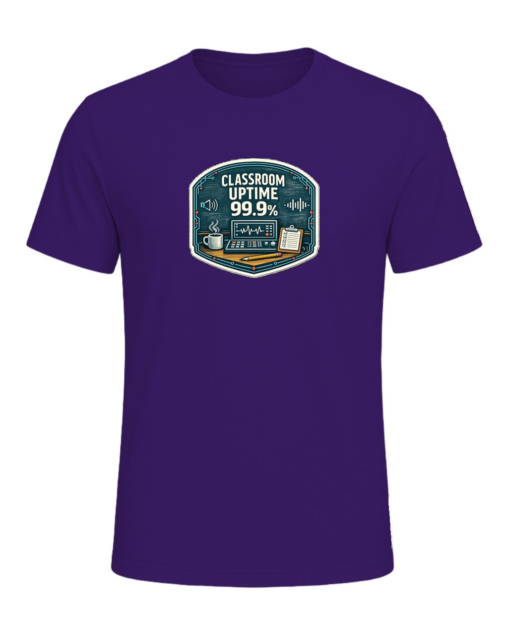 Classroom Uptime 99.9% Tee — Team Purple