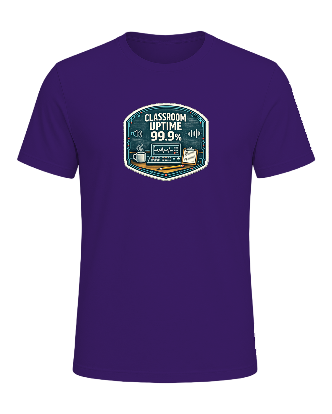 Classroom Uptime 99.9% Tee — Team Purple