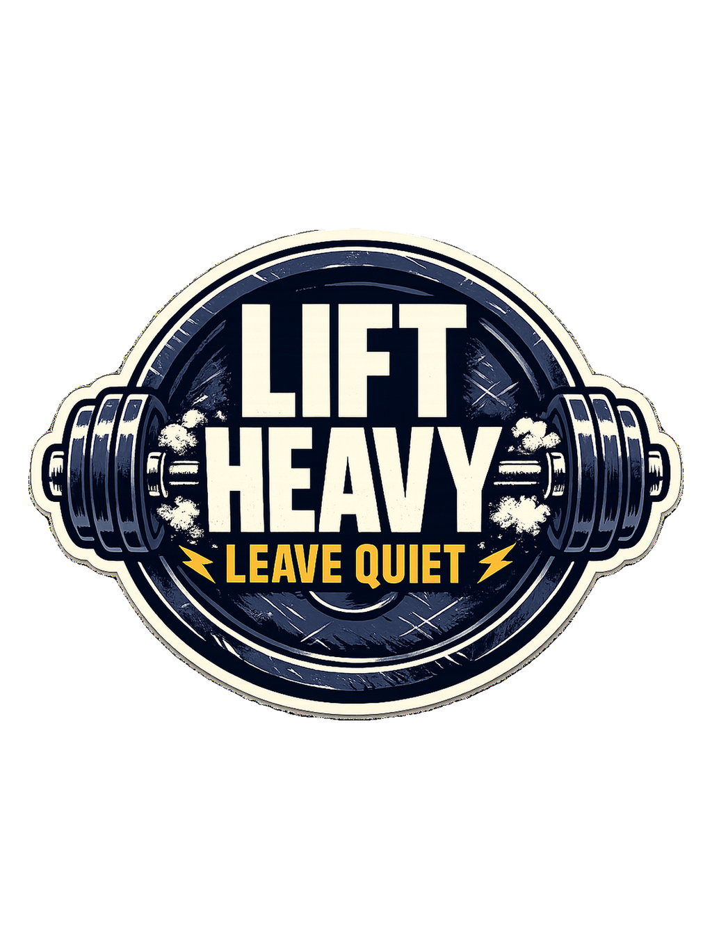 A clean barbell badge tee for lifters who train hard and keep the noise low.