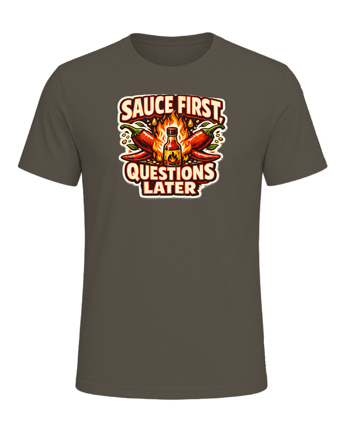 Sauce First, Questions Later Tee — Army