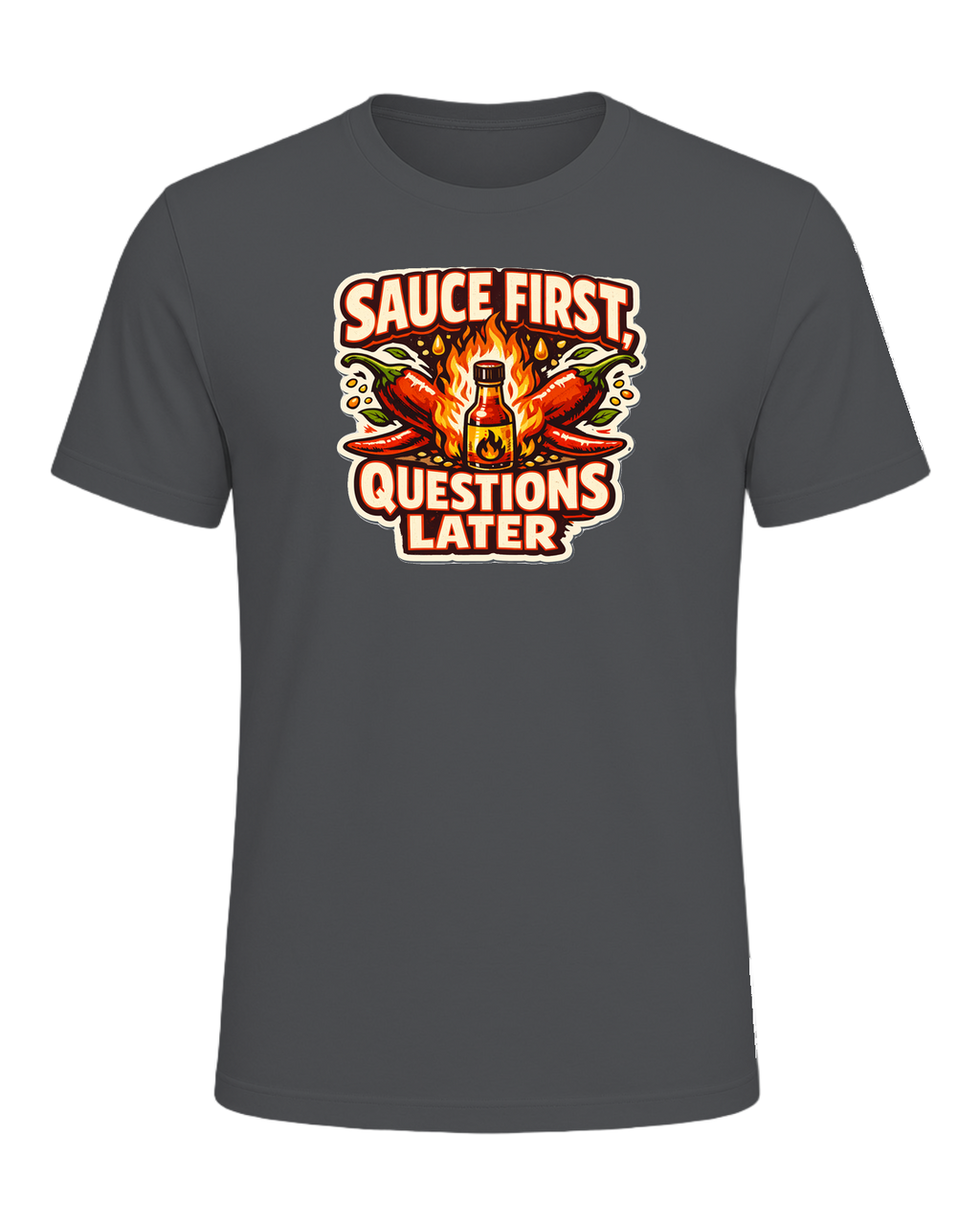Sauce First, Questions Later Tee — Asphalt