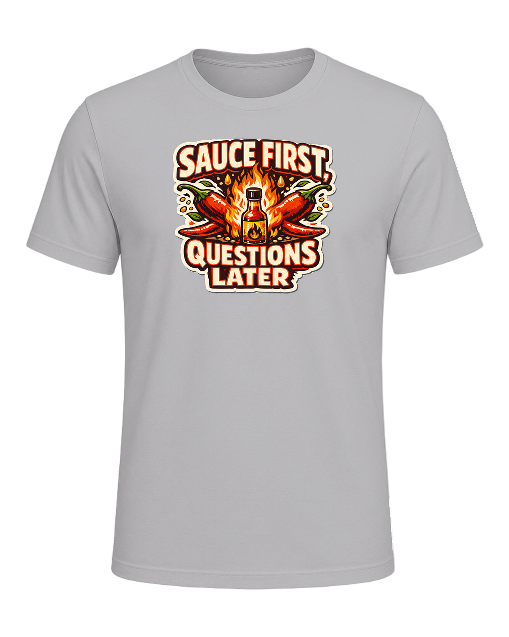 Sauce First, Questions Later Tee — Athletic Heather