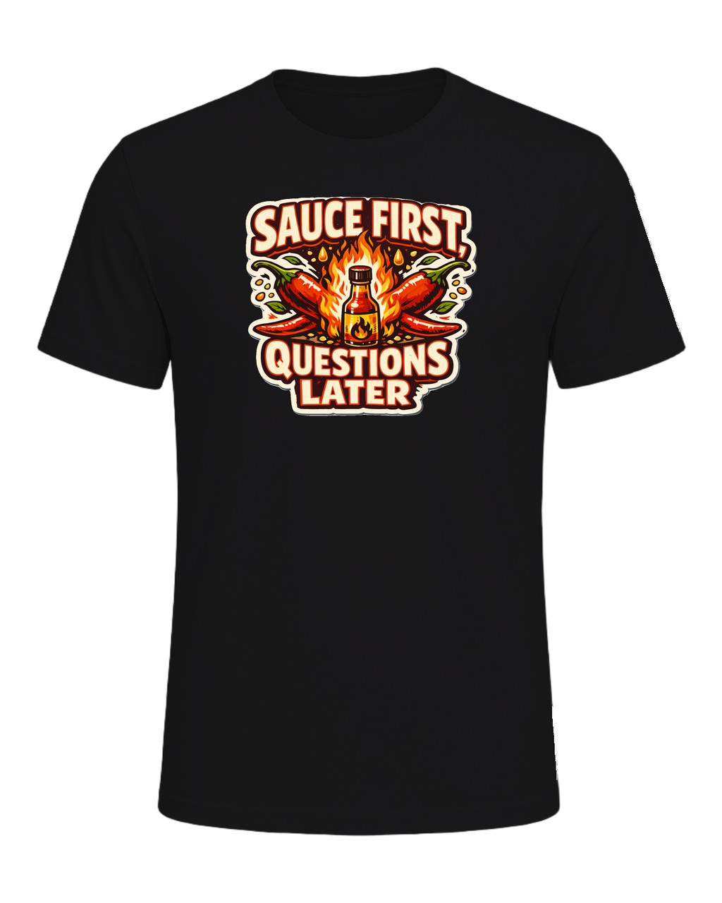 Sauce First, Questions Later Tee — Dark Grey Heather