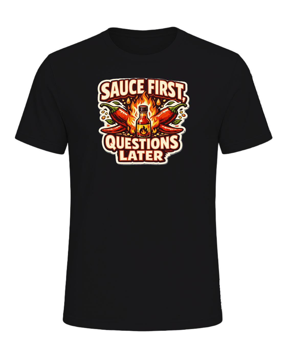 Sauce First, Questions Later Tee — Dark Grey Heather