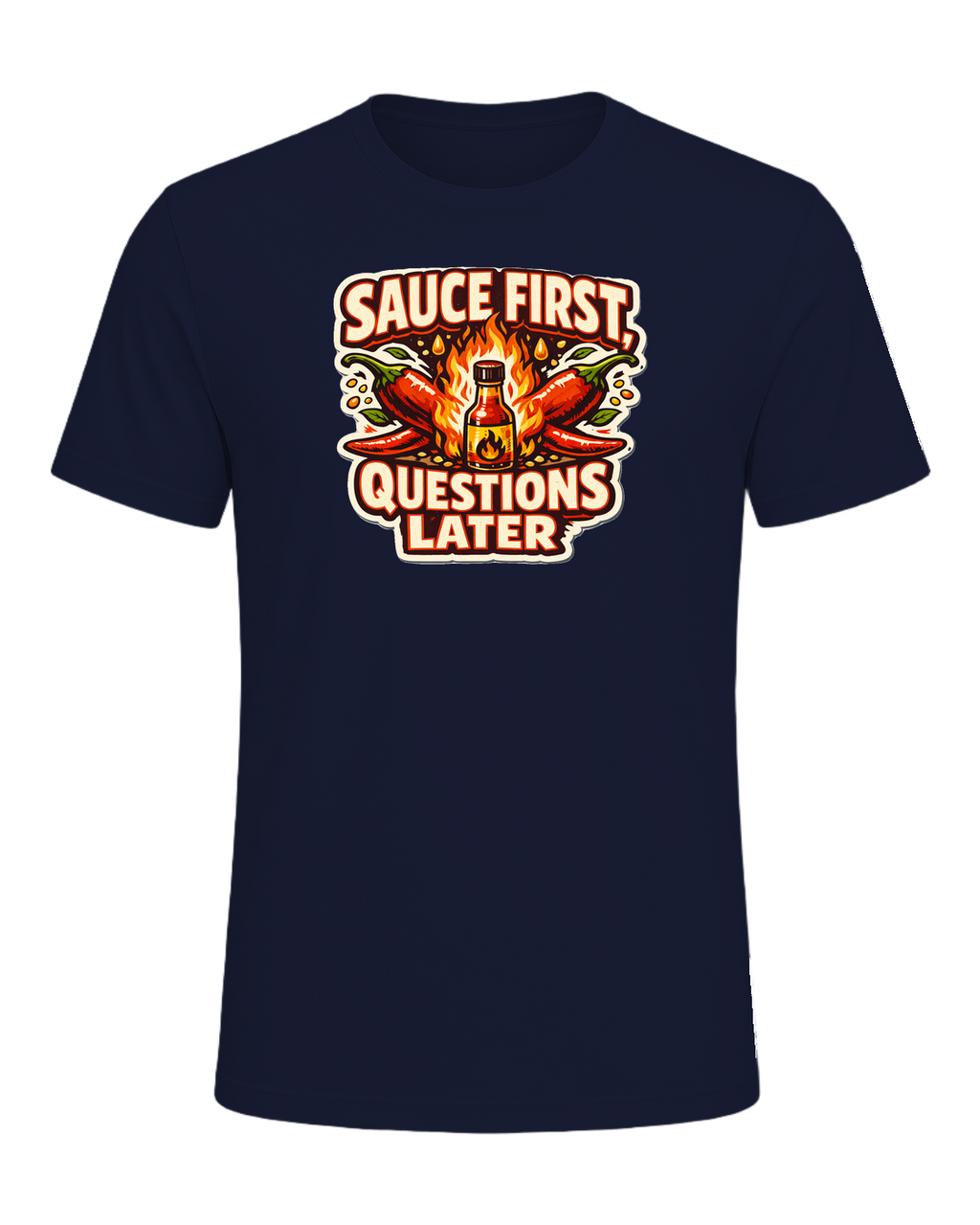 Sauce First, Questions Later Tee — Navy