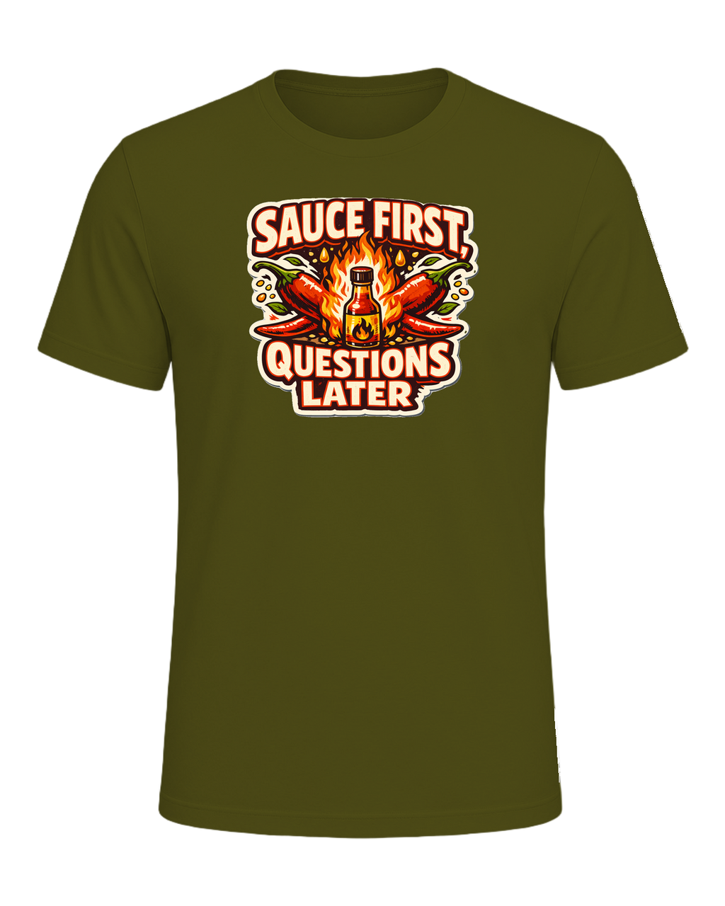 Sauce First, Questions Later Tee — Olive