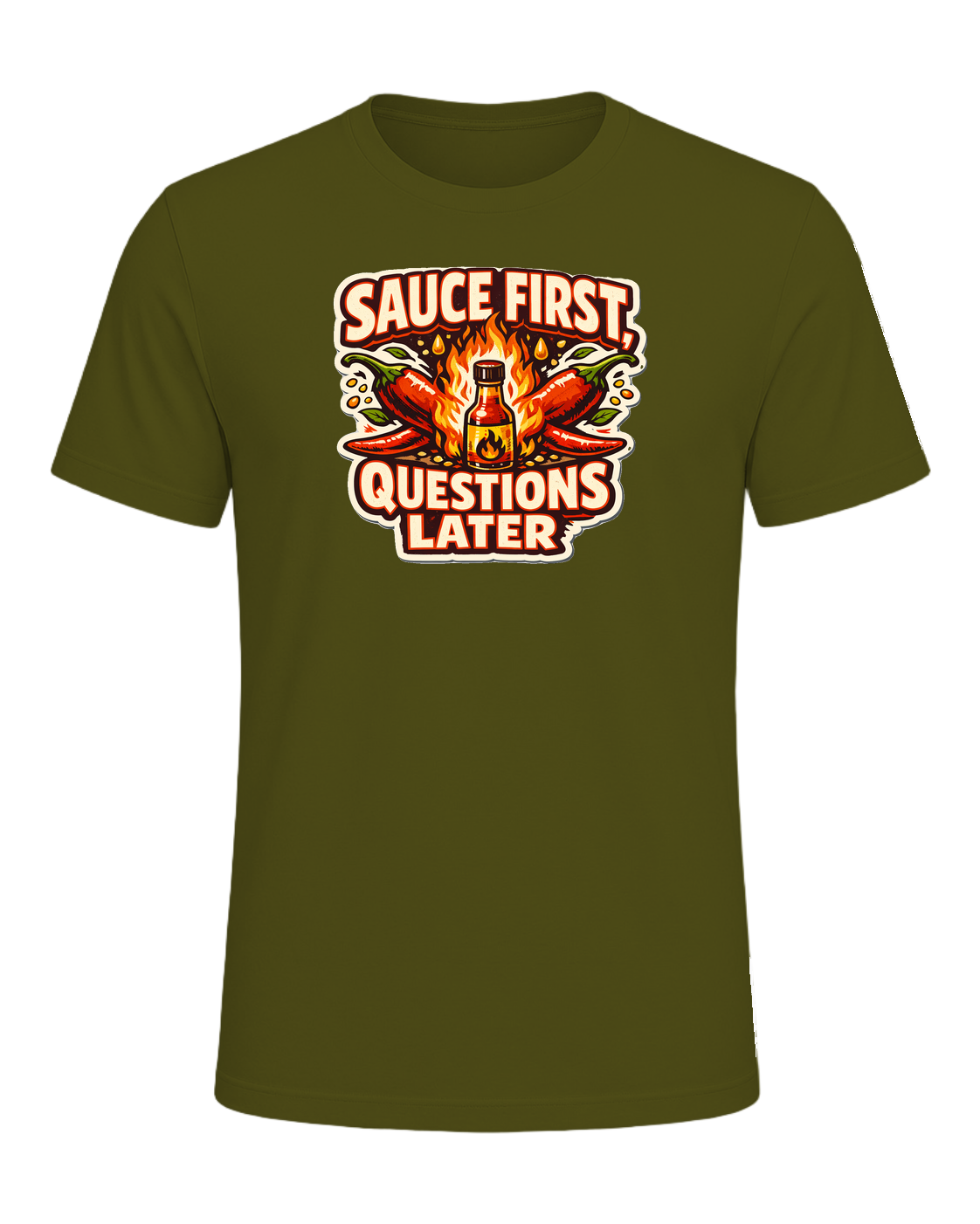 Sauce First, Questions Later Tee — Olive