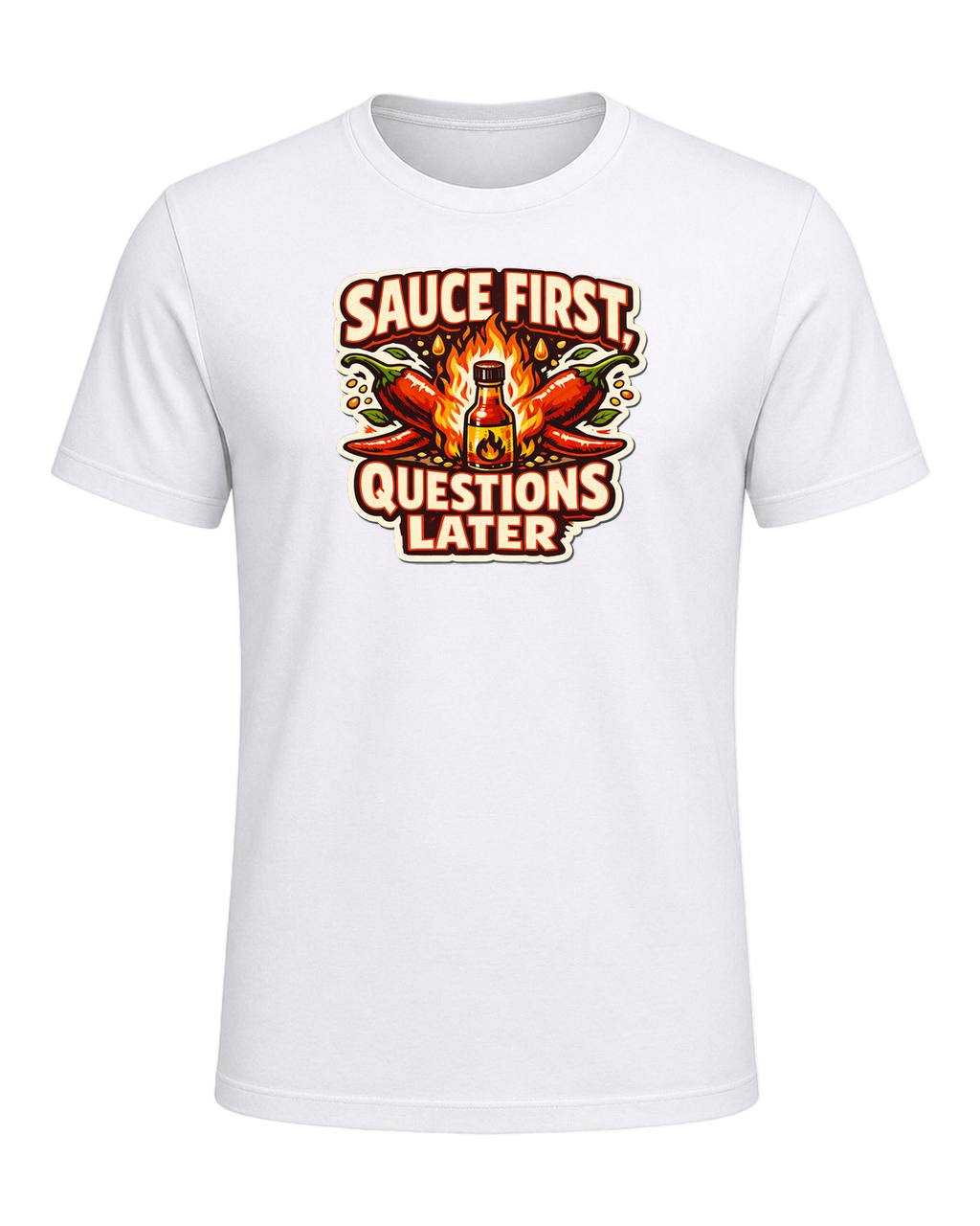 Sauce First, Questions Later Tee — White