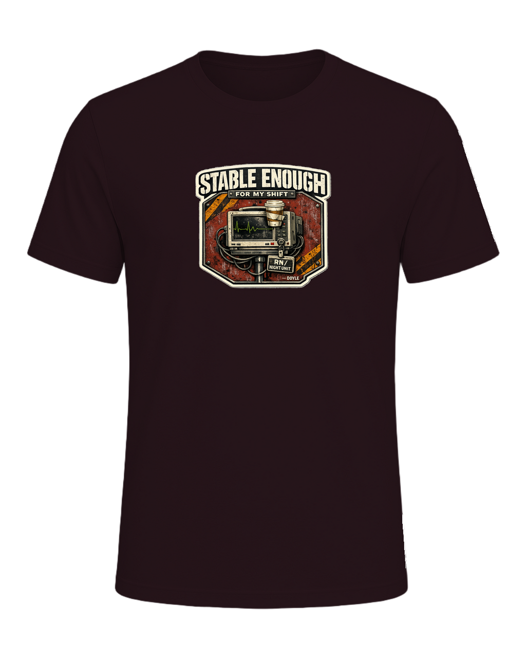 Stable Enough For My Shift Tee — Oxblood Black