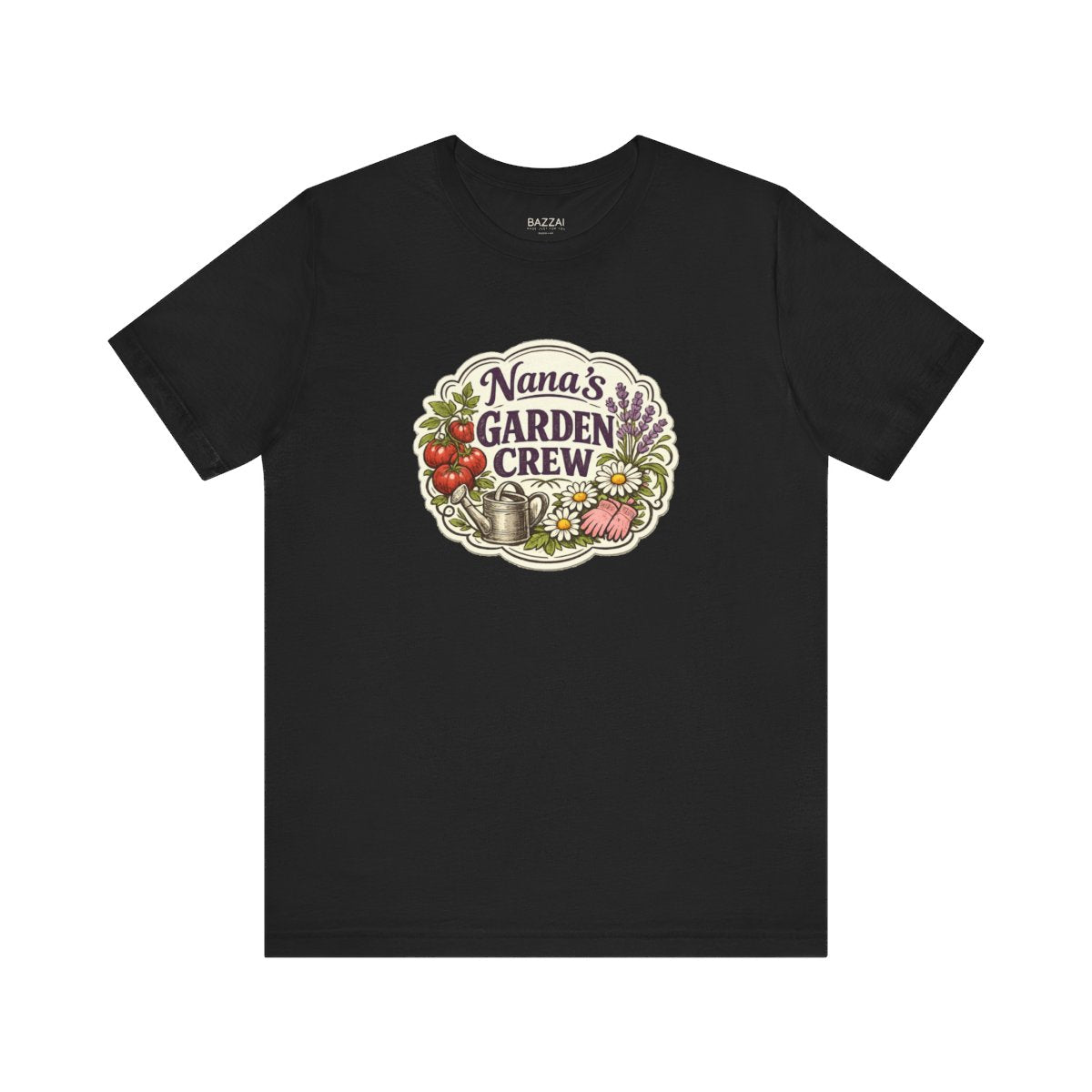 Nana Gift T-Shirt — The Backyard Is Her Happy Place — nana grandma t-shirt design by Margaux
