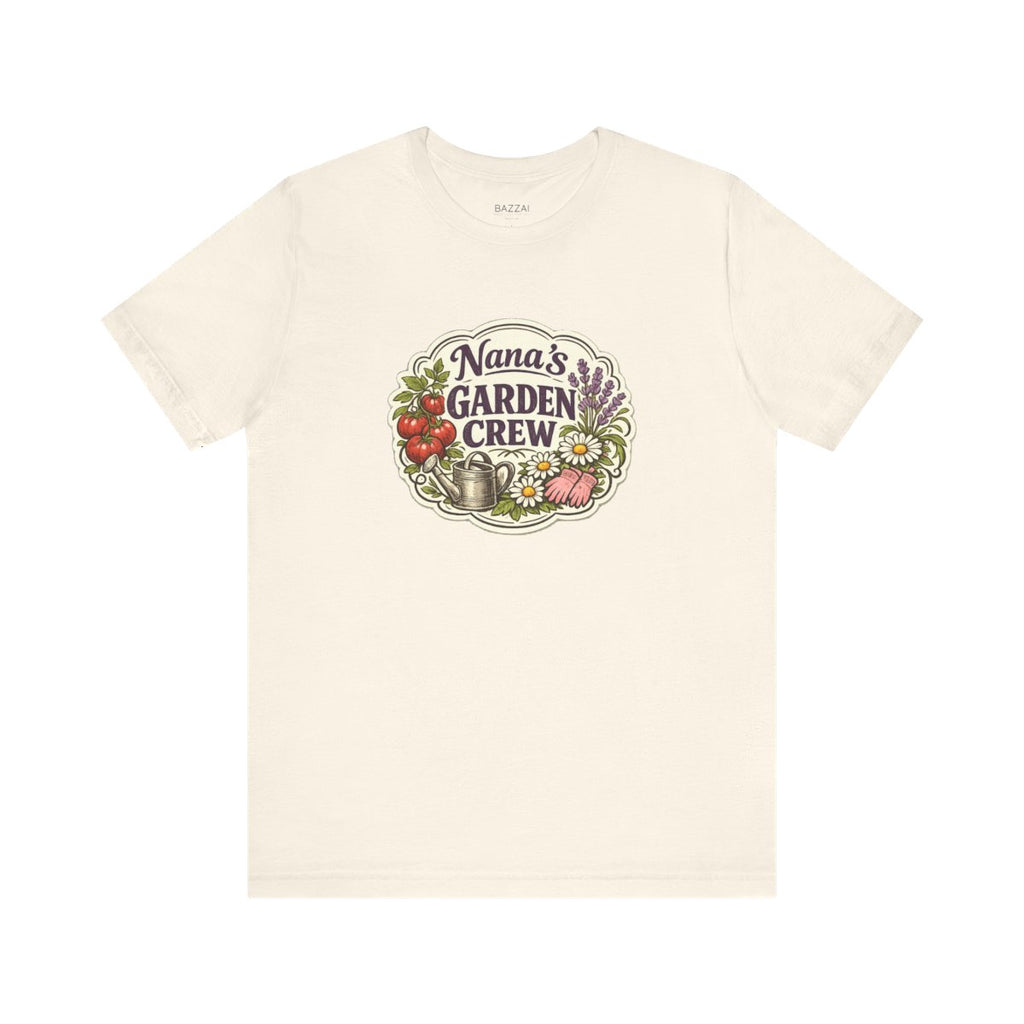 Nana Gift T-Shirt — The Backyard Is Her Happy Place — nana grandma t-shirt design by Margaux