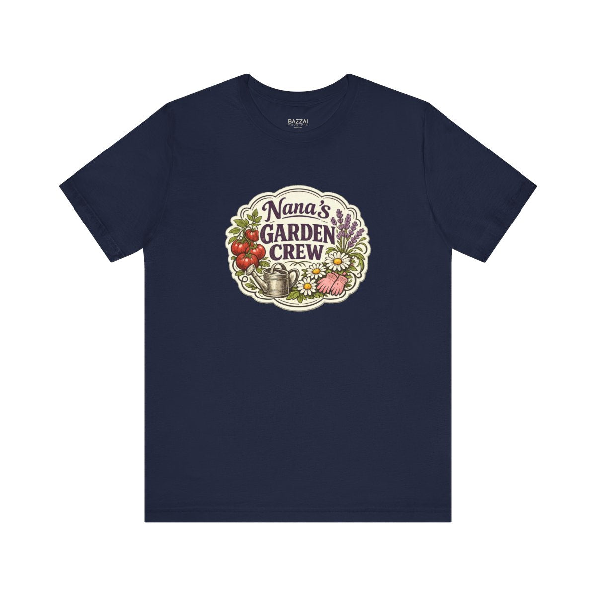 Nana Gift T-Shirt — The Backyard Is Her Happy Place — nana grandma t-shirt design by Margaux