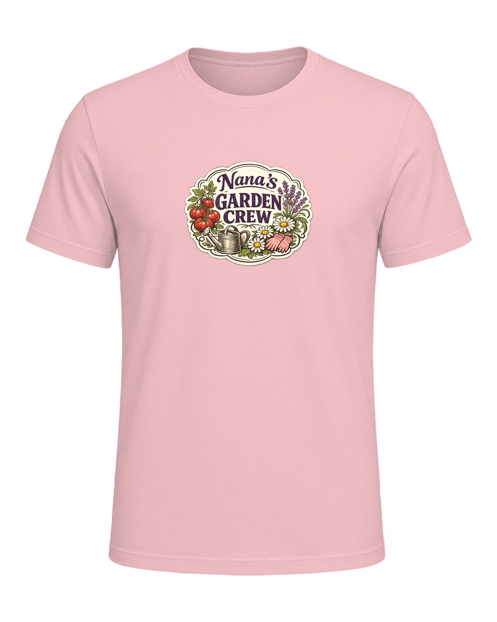A sweet vintage garden badge tee for the Nana whose backyard is her happy place. — Pink