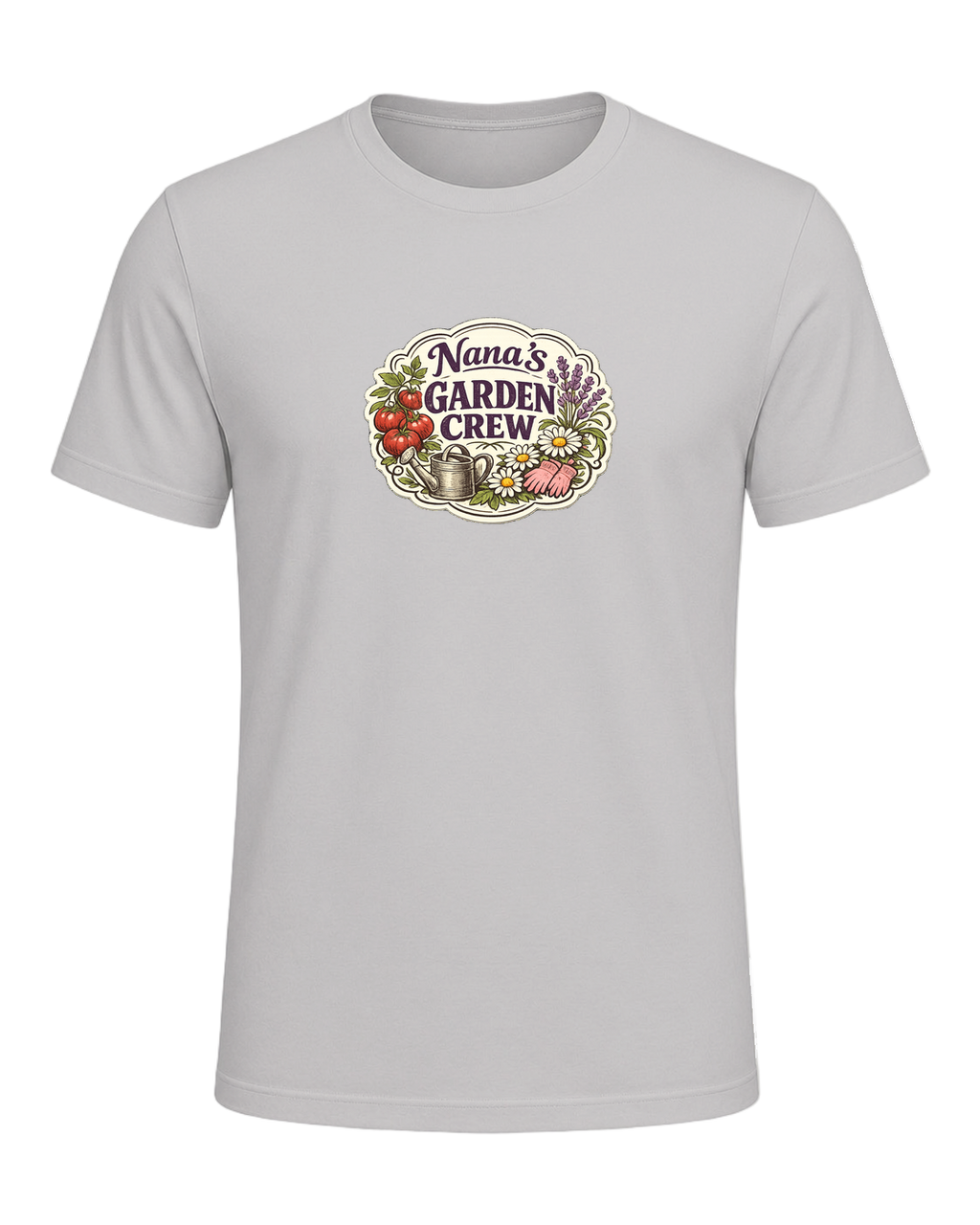A sweet vintage garden badge tee for the Nana whose backyard is her happy place. — Silver