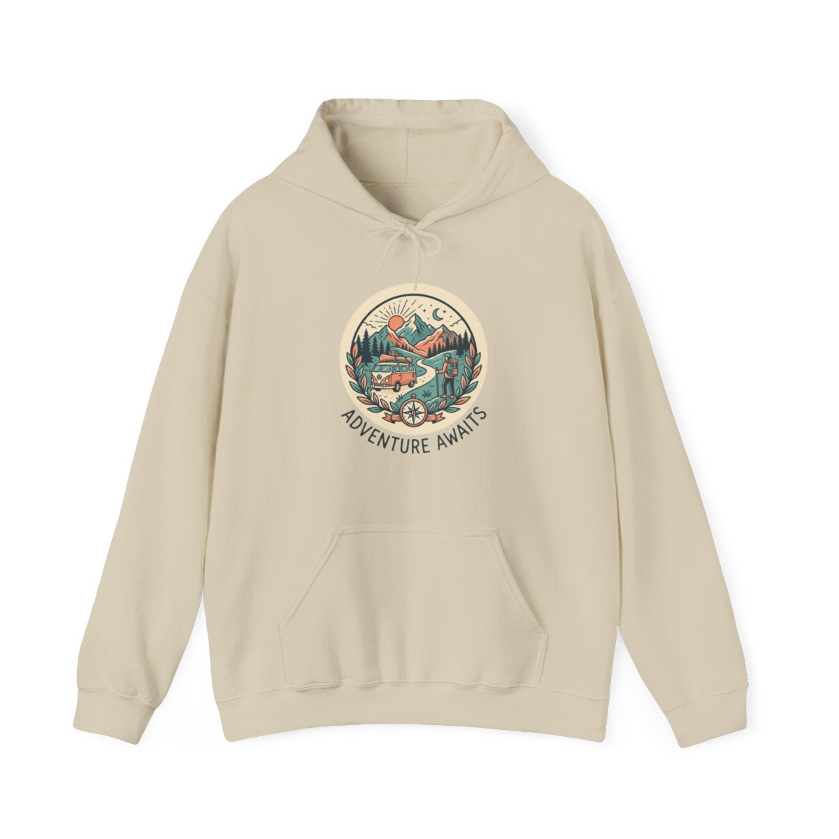 Adventure Gift Hoodie — Adventure Awaits — travel wanderer hoodie design