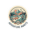 Adventure Gift Sticker — Adventure Awaits — travel wanderer sticker design