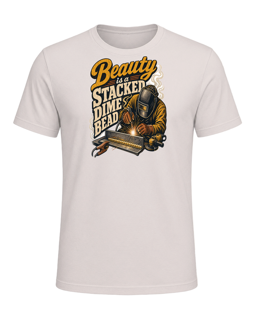 Beauty is a stacked dime bead — Heather Dust