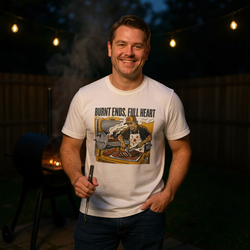 BBQ Gift T-Shirt — Burnt Ends, Full Heart — t-shirt design