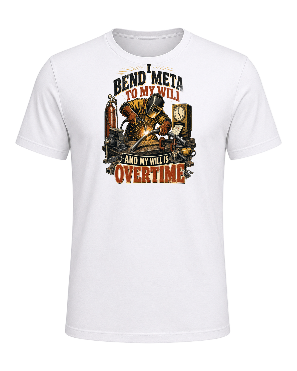 I bend metal to my will and my will is overtime — White