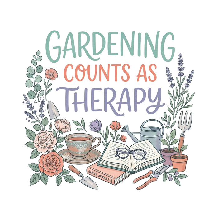GARDENING COUNTS AS THERAPY — Delicate Script Style