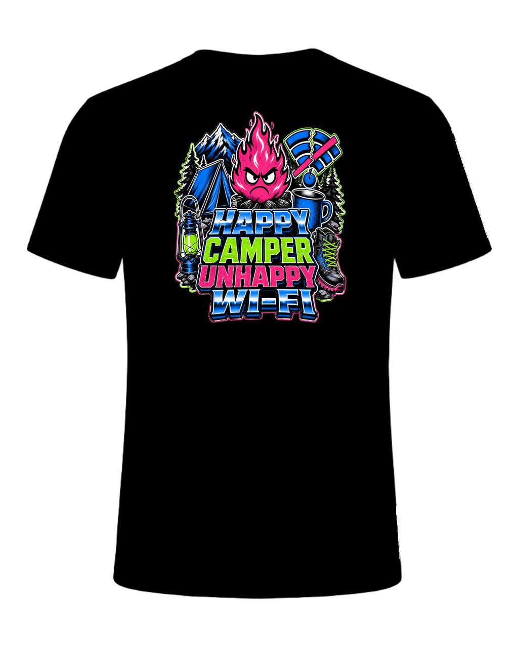 HAPPY CAMPER UNHAPPY WI-FI — Black