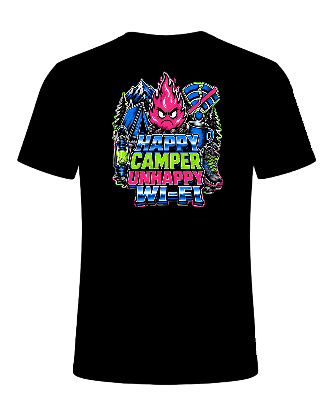 HAPPY CAMPER UNHAPPY WI-FI — Black