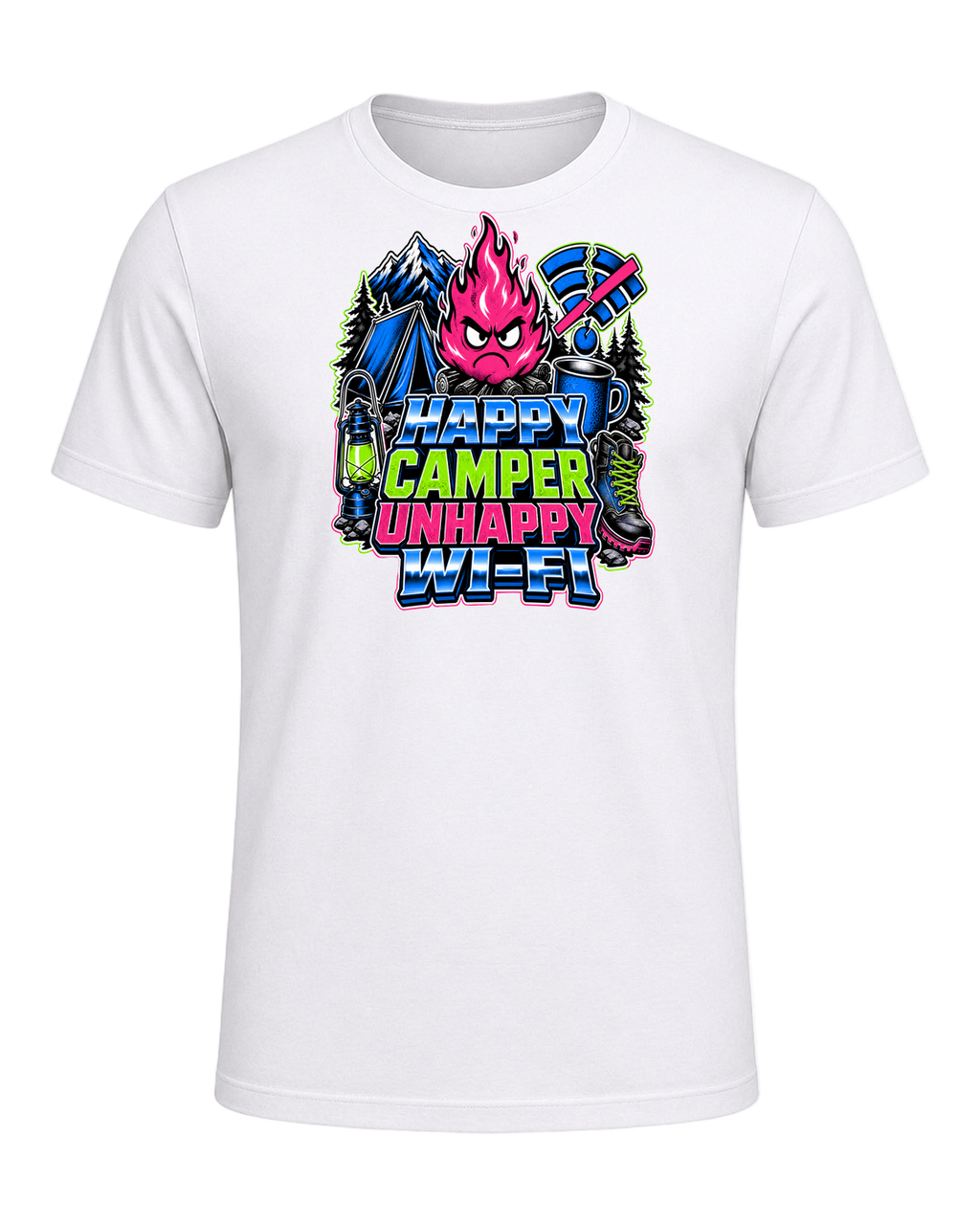 HAPPY CAMPER UNHAPPY WI-FI — White
