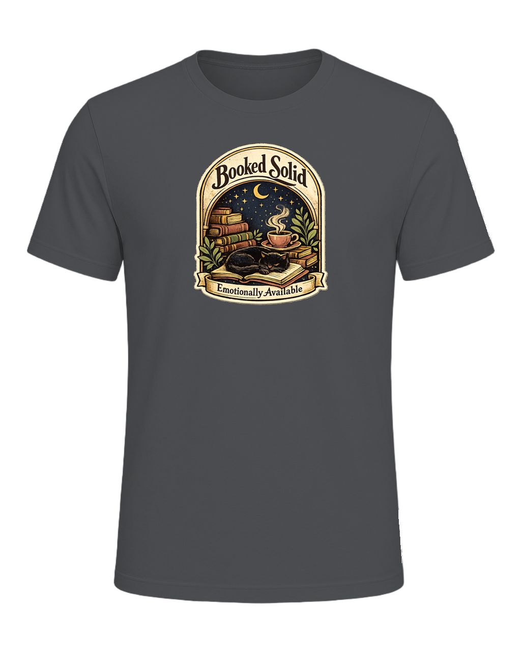 Booked Solid, Emotionally Available Tee — Asphalt