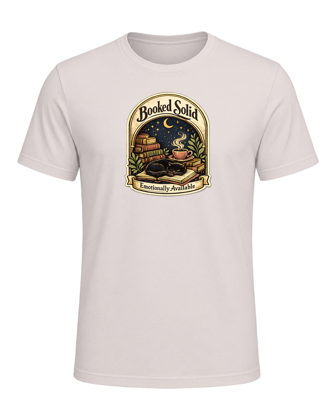 Booked Solid, Emotionally Available Tee — Heather Dust