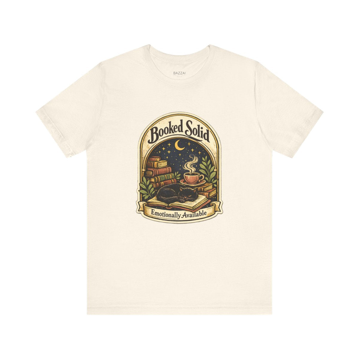 Romance Reader T-Shirt — Booked Solid, Emotionally Available — books t-shirt design by Margaux