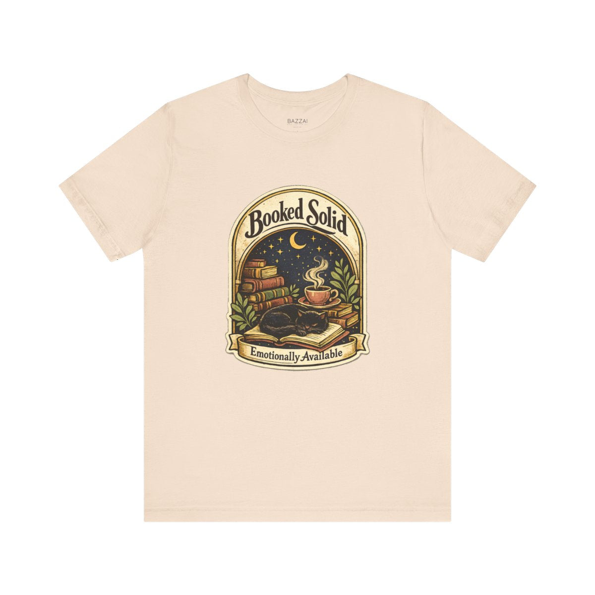 Romance Reader T-Shirt — Booked Solid, Emotionally Available — books t-shirt design by Margaux