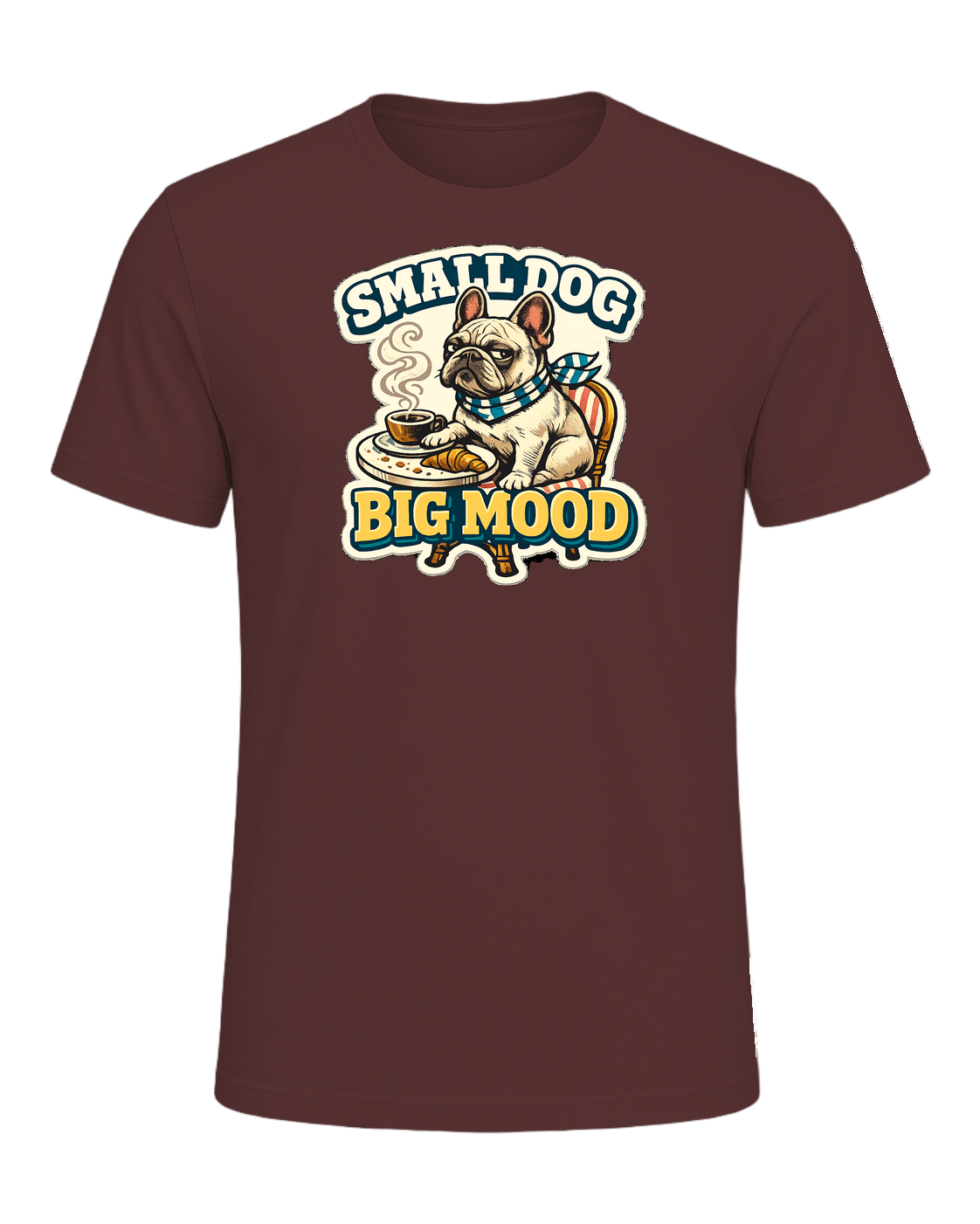 Small Dog Big Mood Tee — Heather Maroon