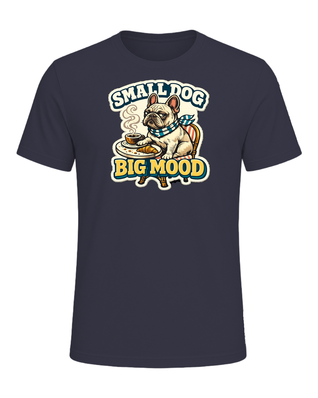 Small Dog Big Mood Tee — Heather Midnight Navy