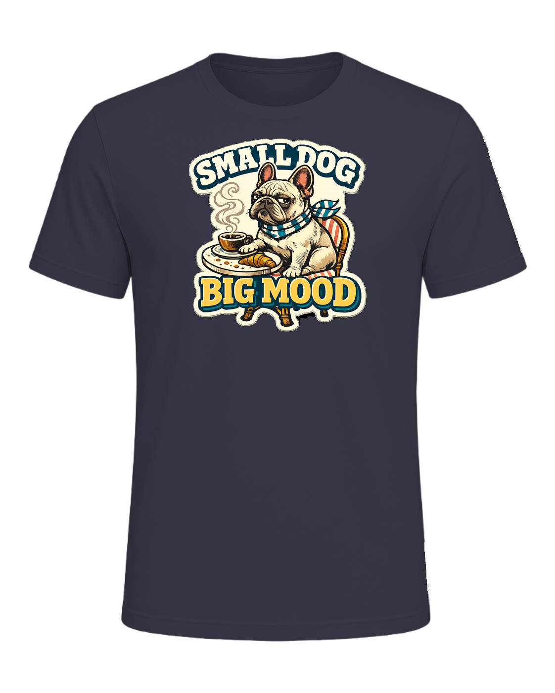 Small Dog Big Mood Tee — Heather Midnight Navy