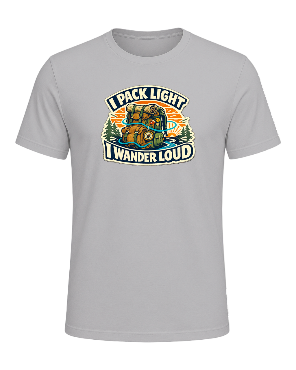 A bold travel wanderer tee for one-bag people who turn every trip into a story. — Athletic Heather