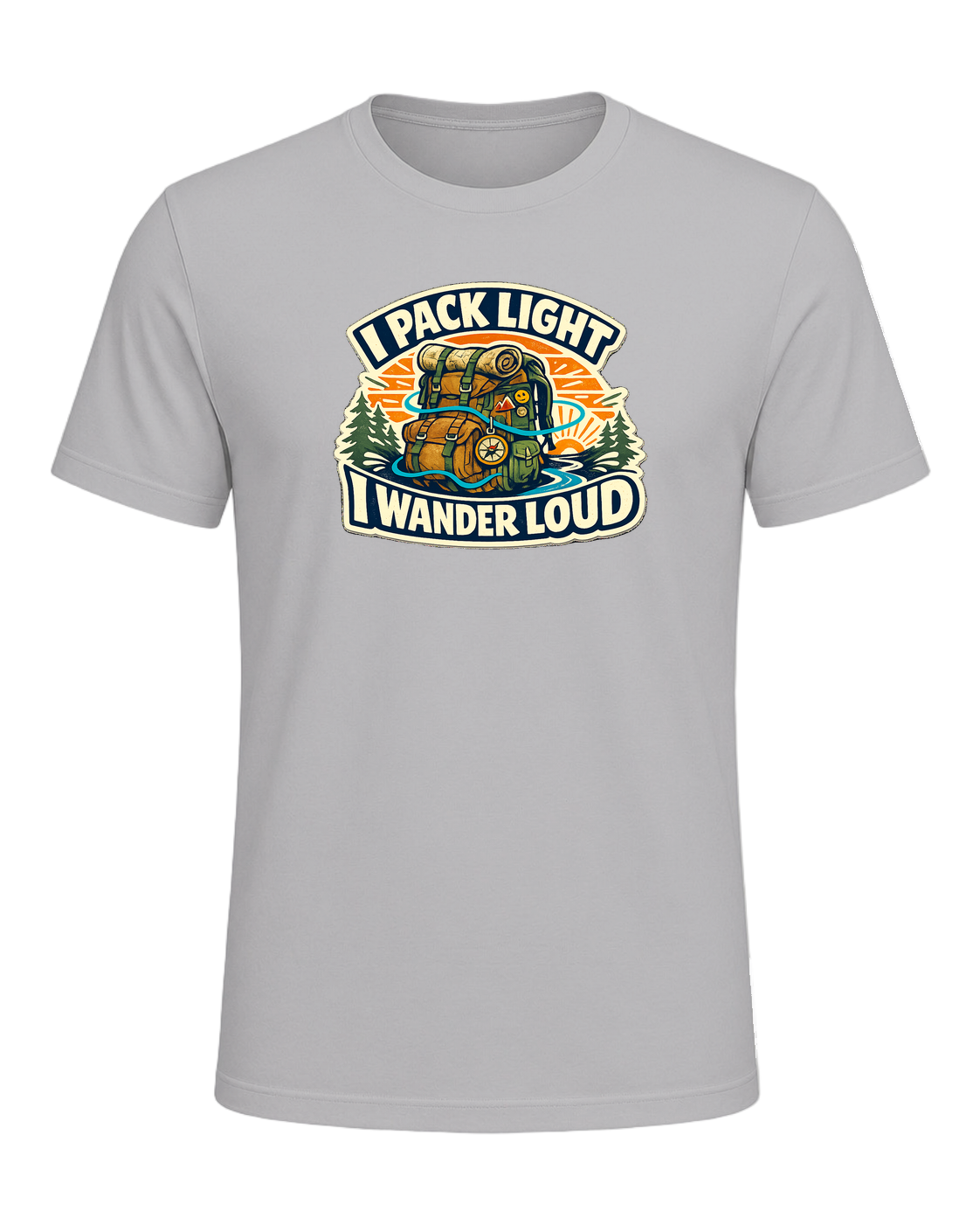 A bold travel wanderer tee for one-bag people who turn every trip into a story. — Athletic Heather