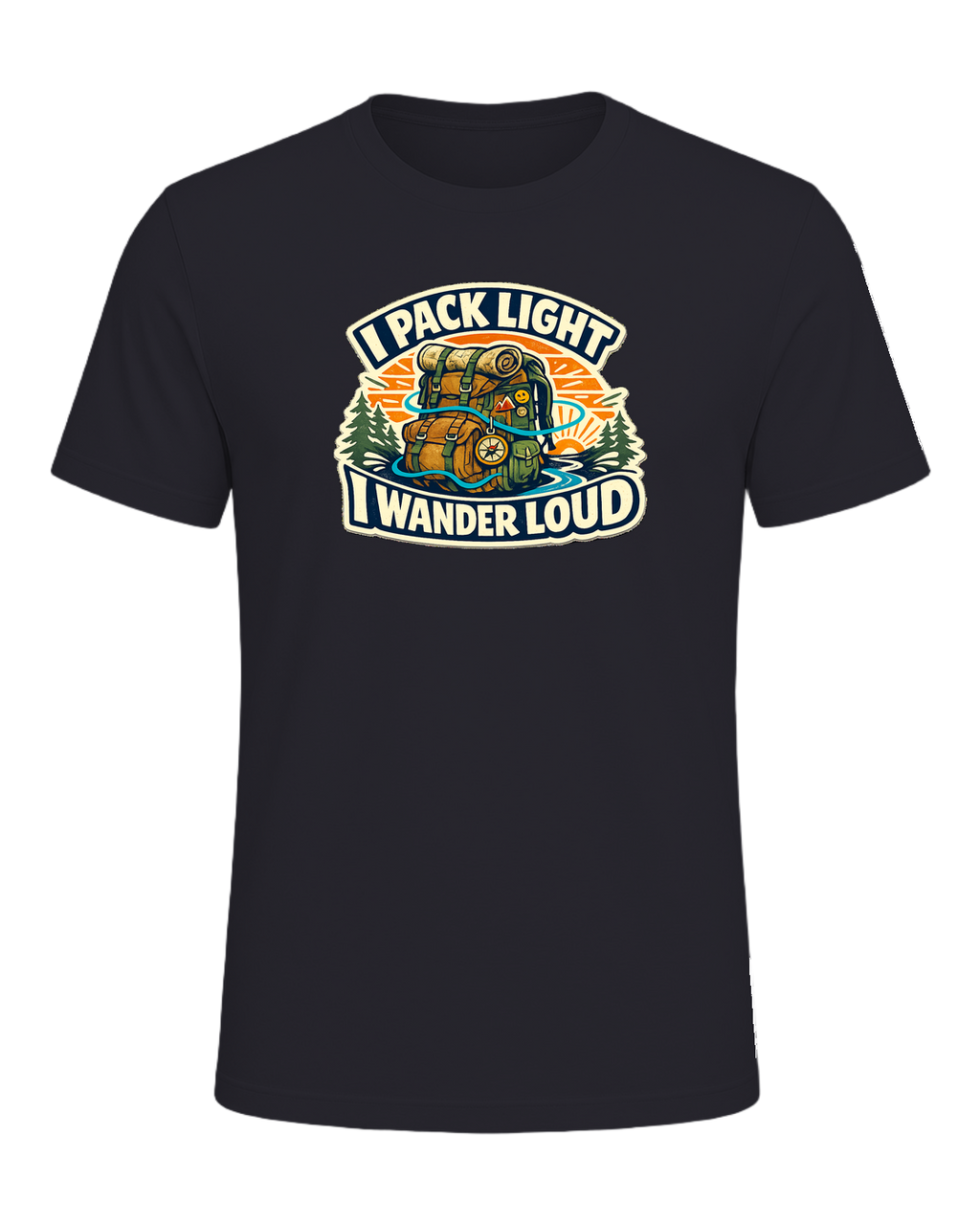 A bold travel wanderer tee for one-bag people who turn every trip into a story. — Dark Grey