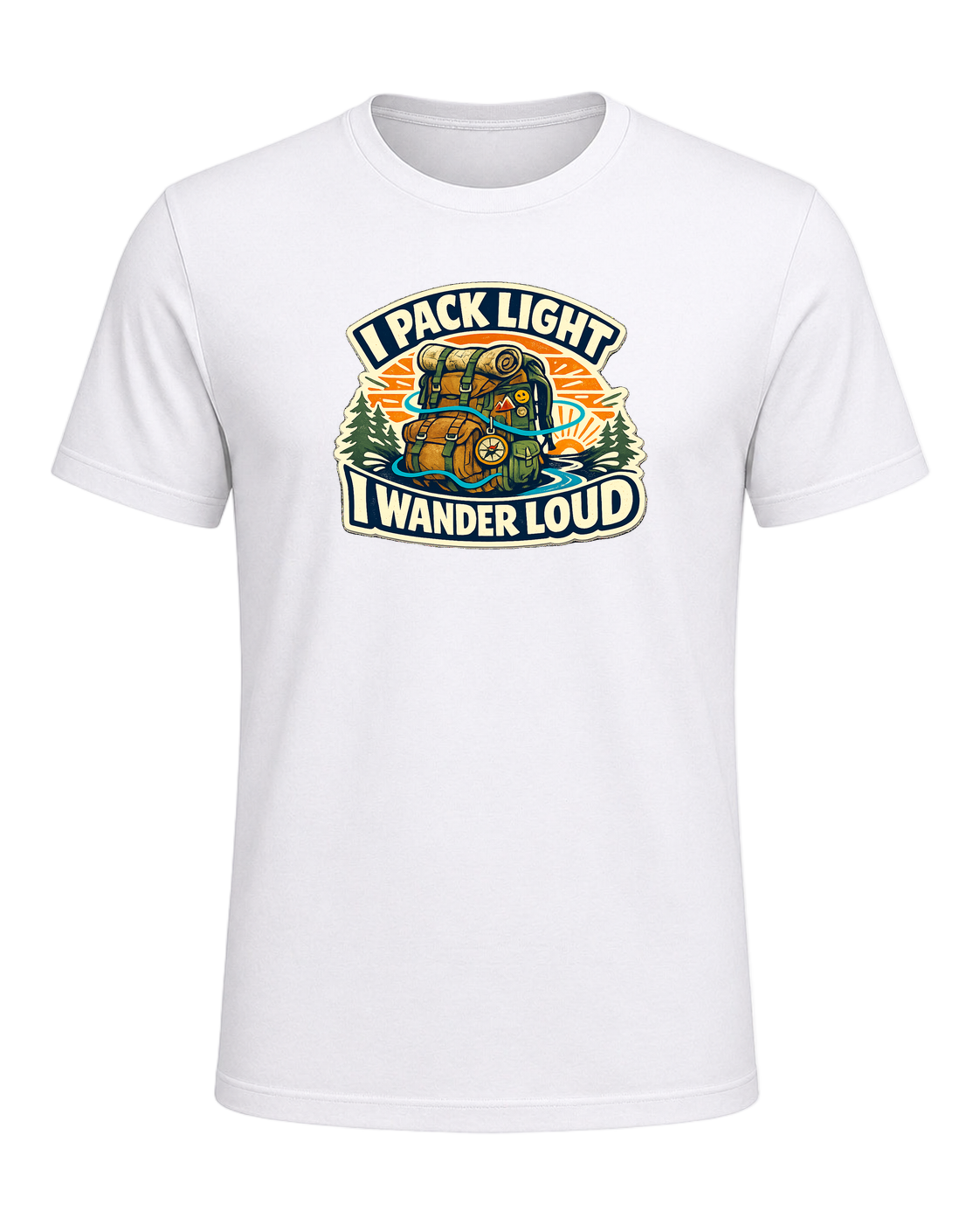 A bold travel wanderer tee for one-bag people who turn every trip into a story. — White