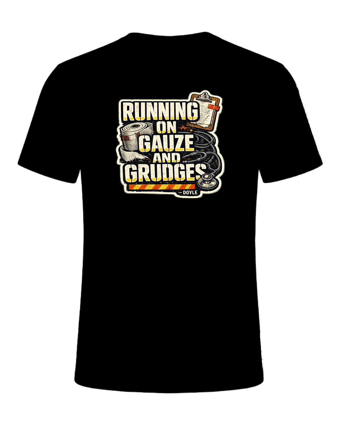 Running On Gauze And Grudges Tee — Black