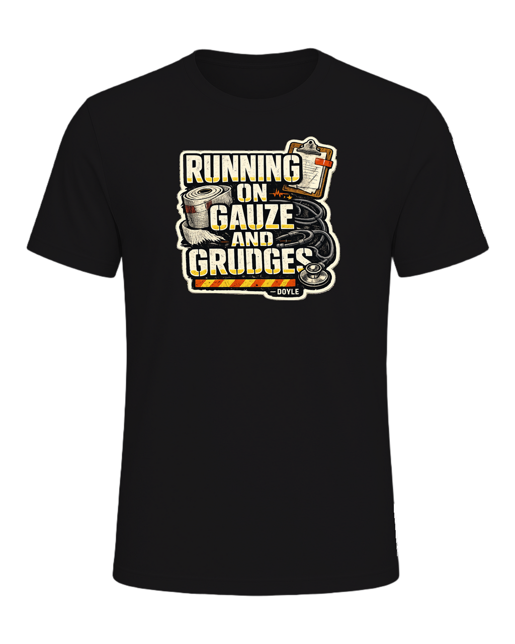 Running On Gauze And Grudges Tee — Dark Grey Heather