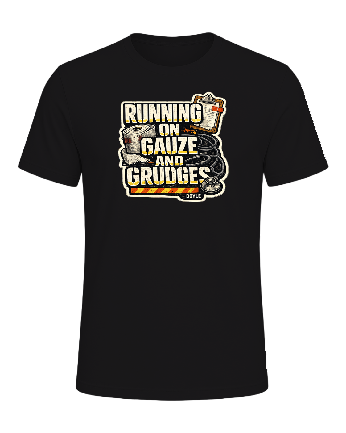Running On Gauze And Grudges Tee — Dark Grey Heather