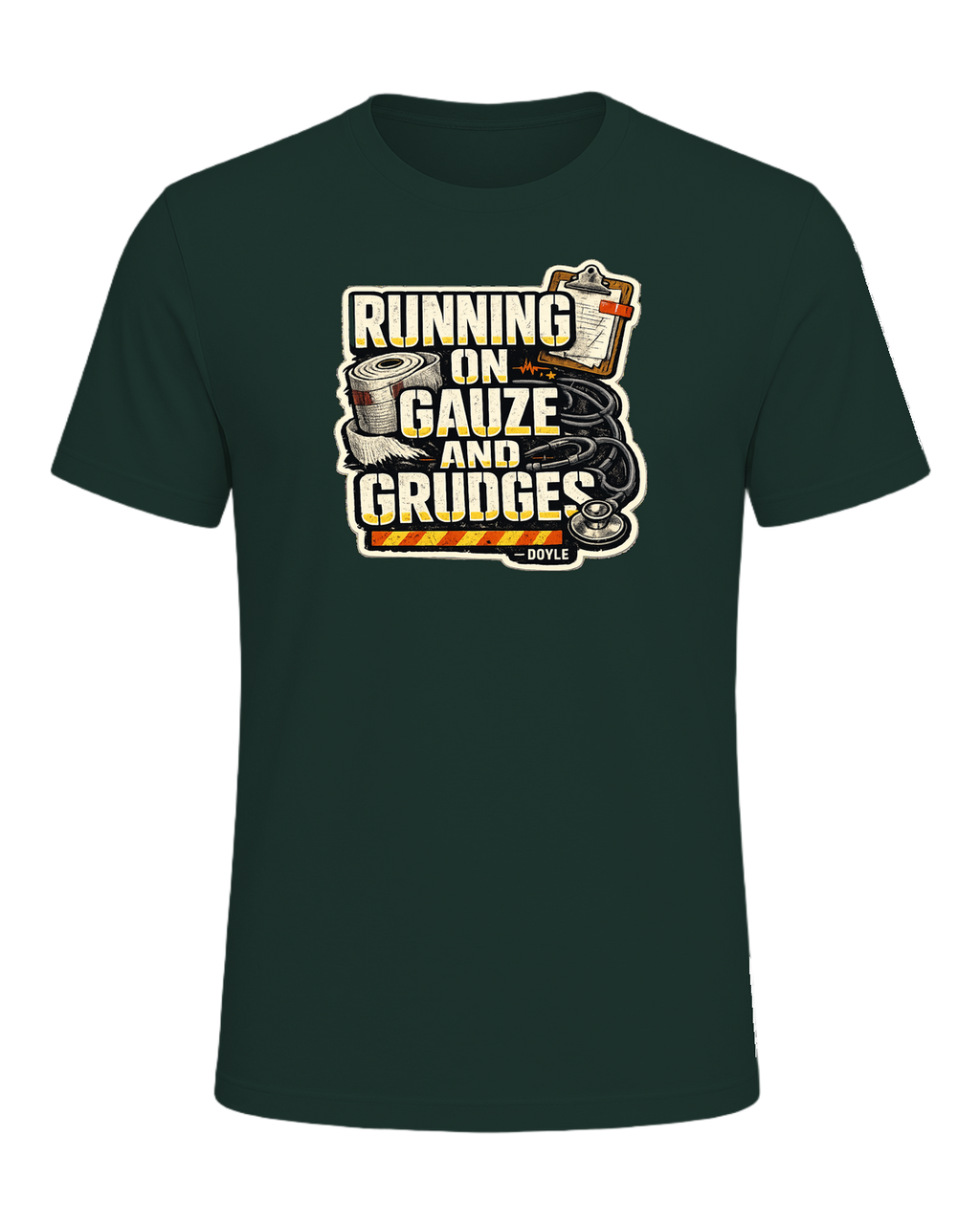 Running On Gauze And Grudges Tee — Forest