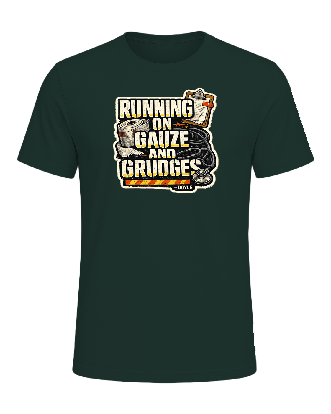 Running On Gauze And Grudges Tee — Forest