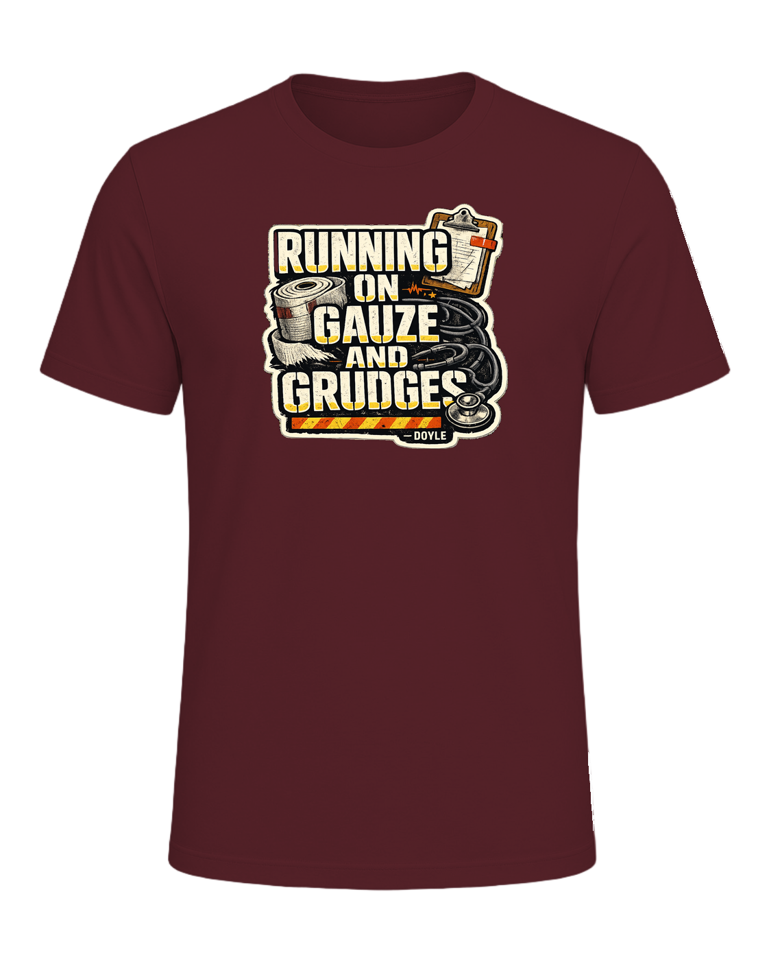 Running On Gauze And Grudges Tee — Maroon