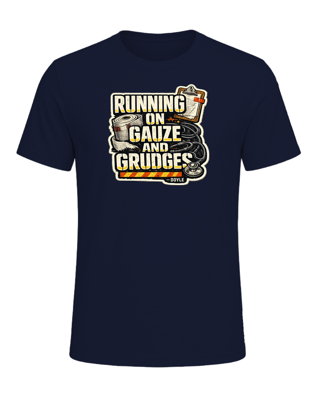 Running On Gauze And Grudges Tee — Navy