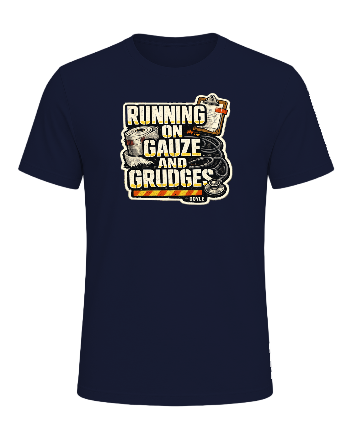 Running On Gauze And Grudges Tee — Navy