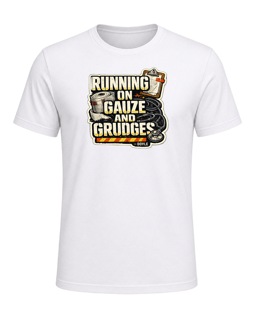 Running On Gauze And Grudges Tee — White