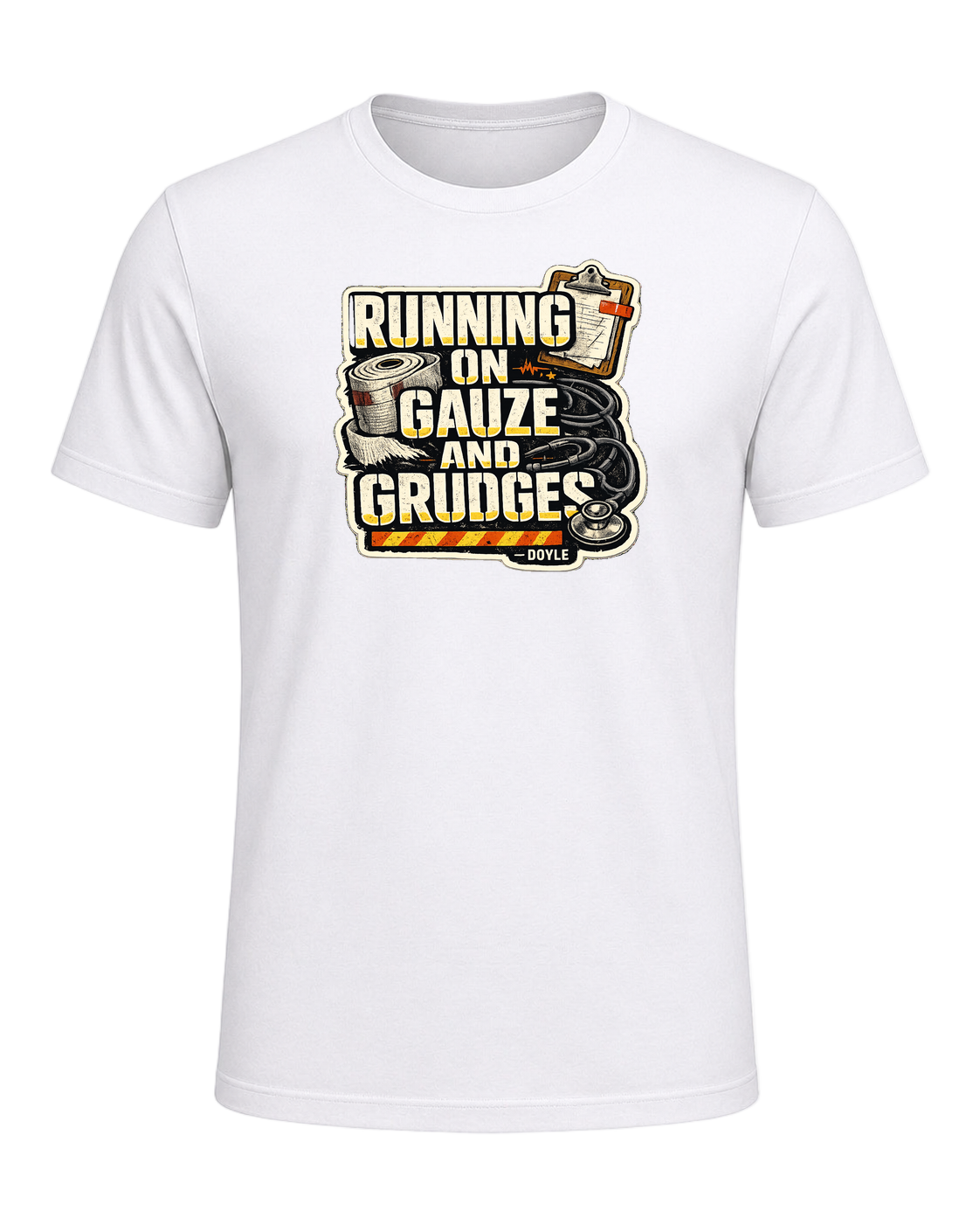 Running On Gauze And Grudges Tee — White