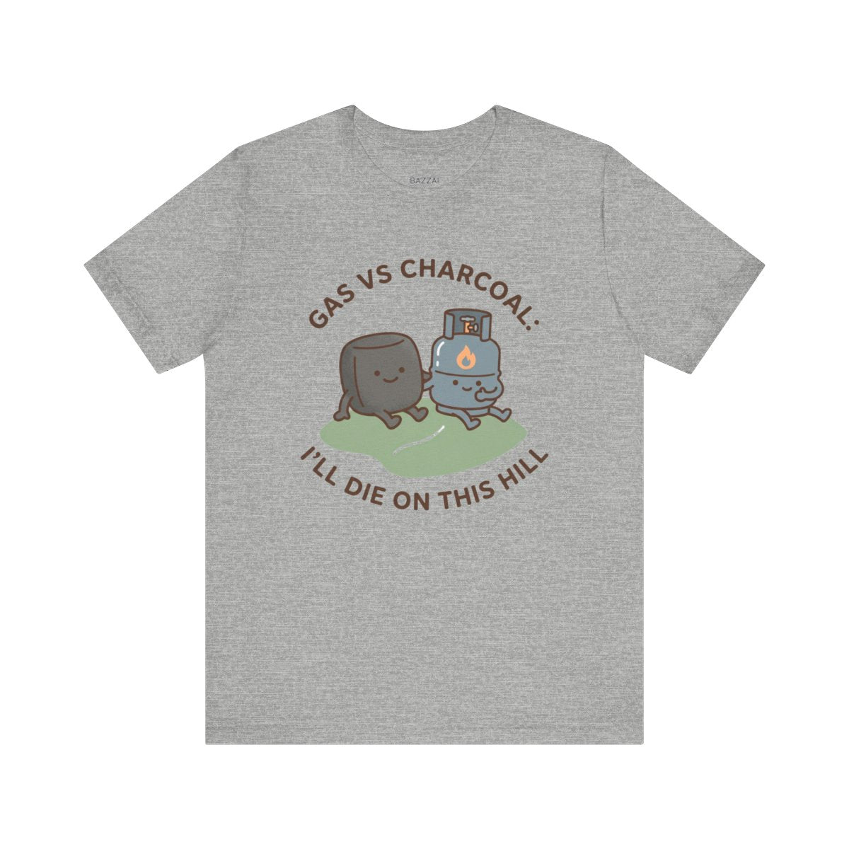 Funny BBQ T-Shirt — Gas vs Charcoal: I'll Die on This Hill — t-shirt design